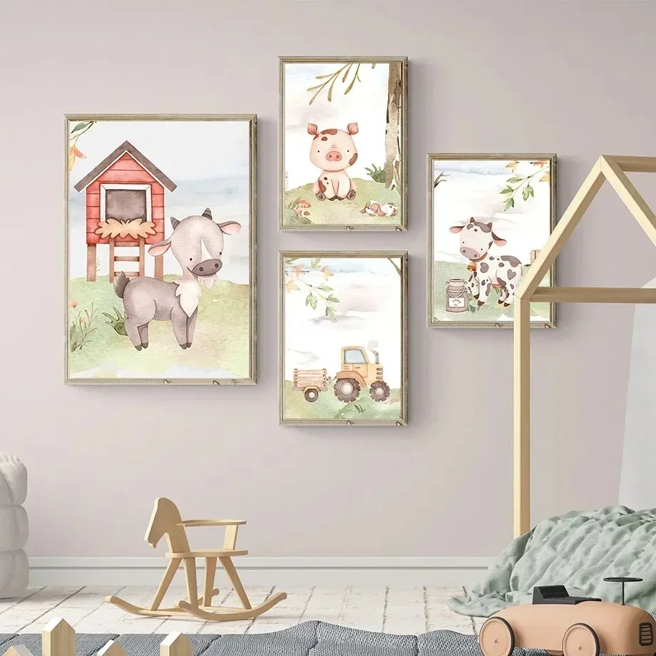 Печать На Холсте Тему Сельскохозяйственных Животных-овца Корова Свинья Курица