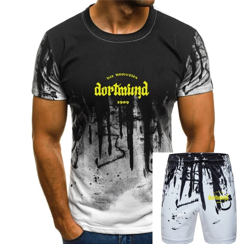 

Printed T-shirt Men Short Sleeve O-neck T-shirts Summer Stree Twear Dortmund T-shirt Vintage Black