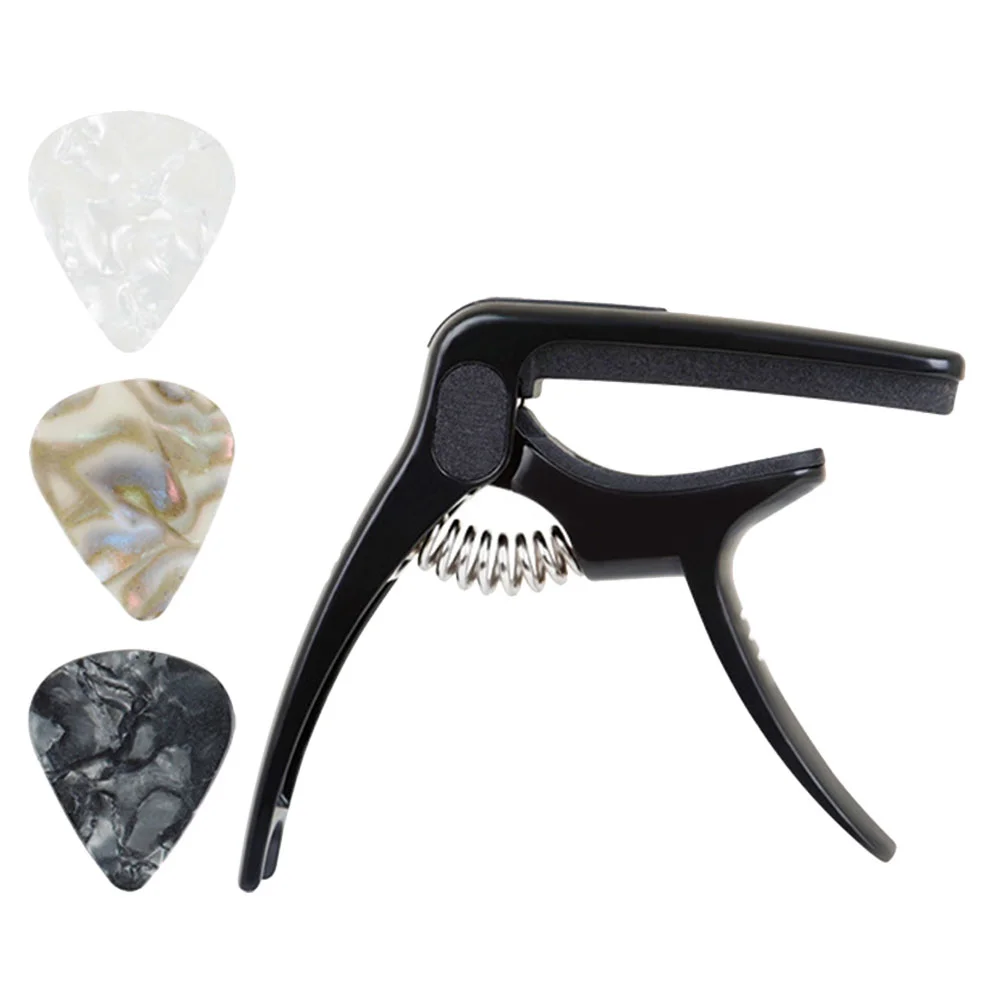 

1set Guitar Sandhi Clip Metal Sandhi Clamp Classical Guitar Capo with Guitar Pick