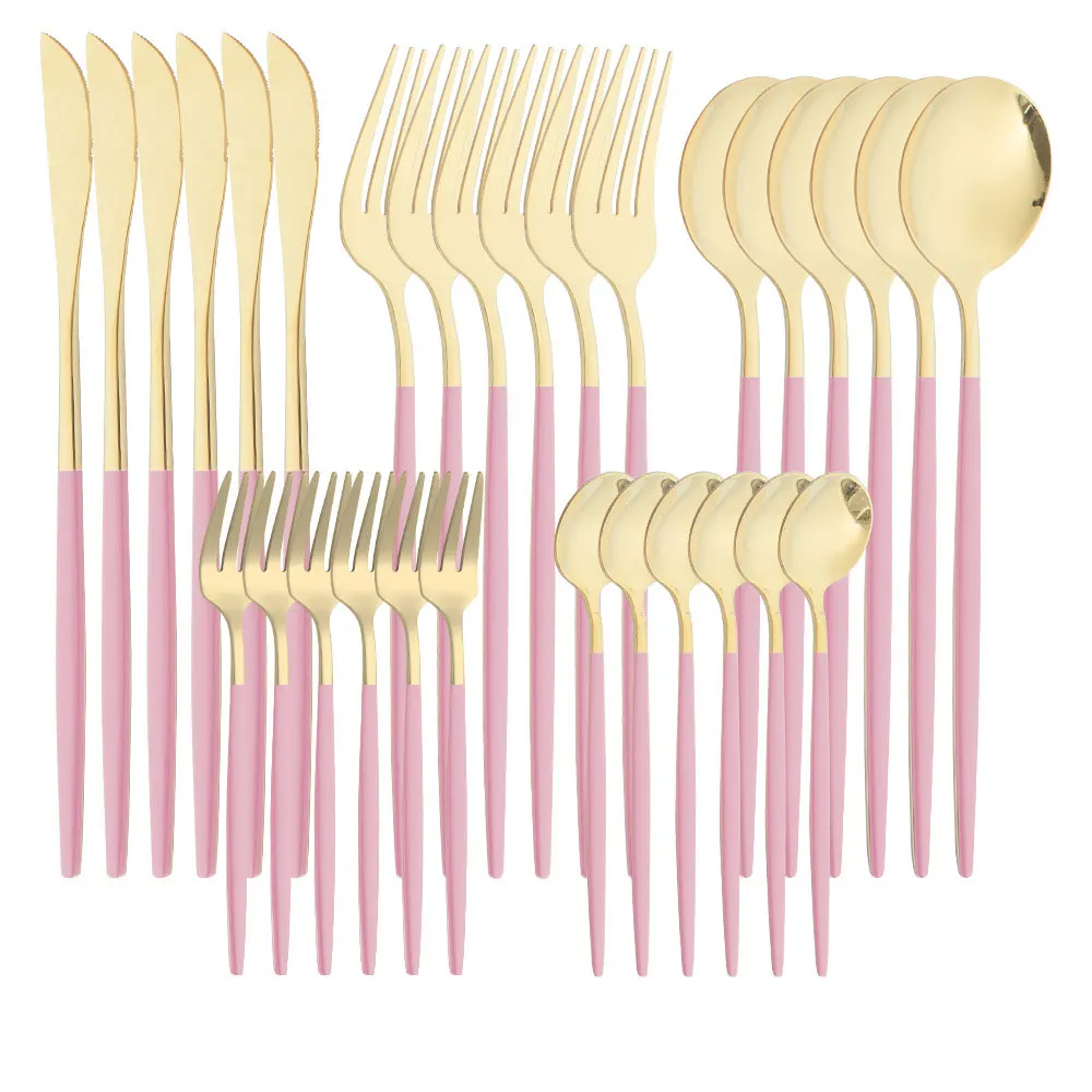 

30PCS Flatware Set with Steak Knives Spoons Forks Service for 6, Silverware Cutlery Utensil Set Basics Tableware Dishwasher Safe