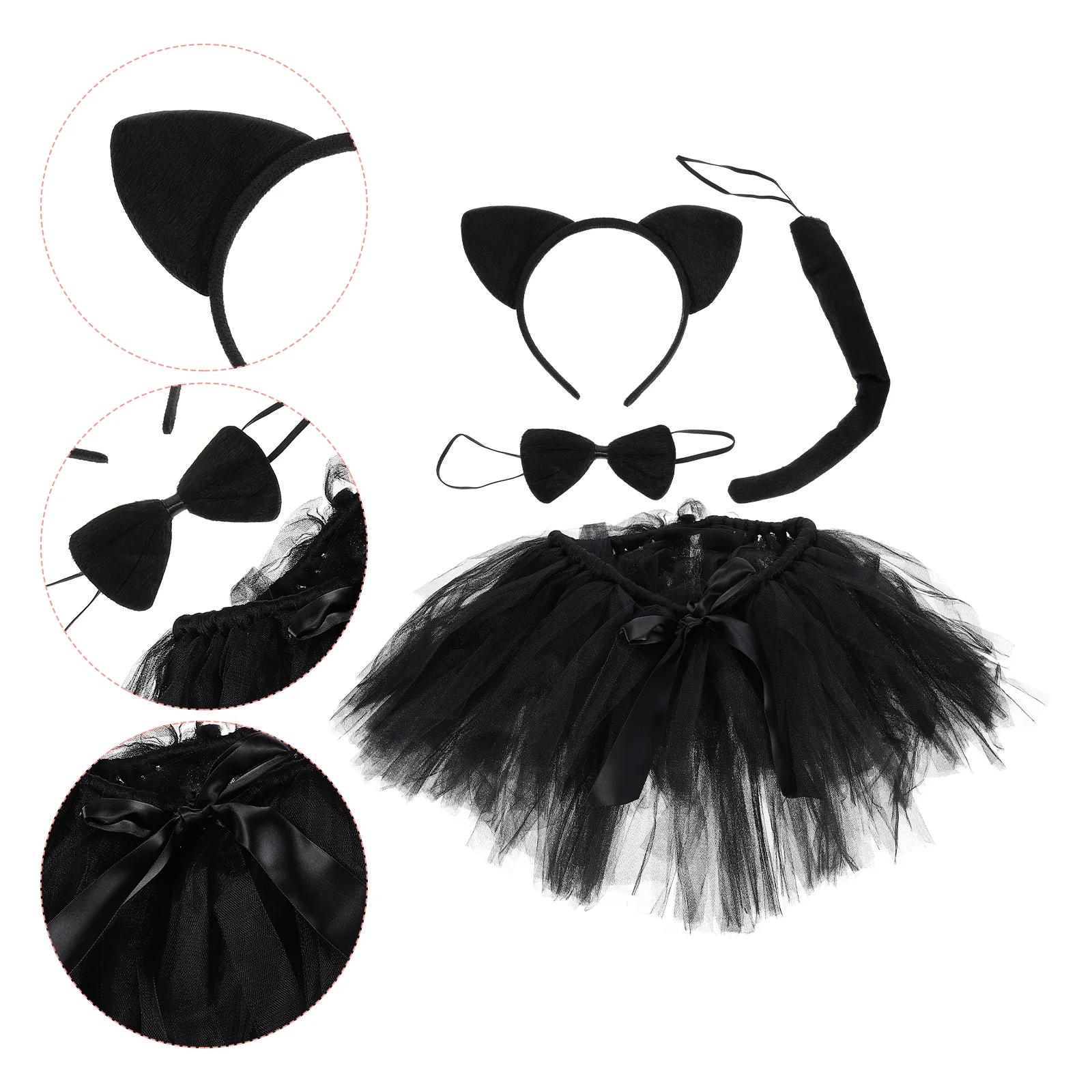 

Set Halloween Dress Child Roleplay Costume Cartoon Cat Kids Gauze Skirt Performance Suit
