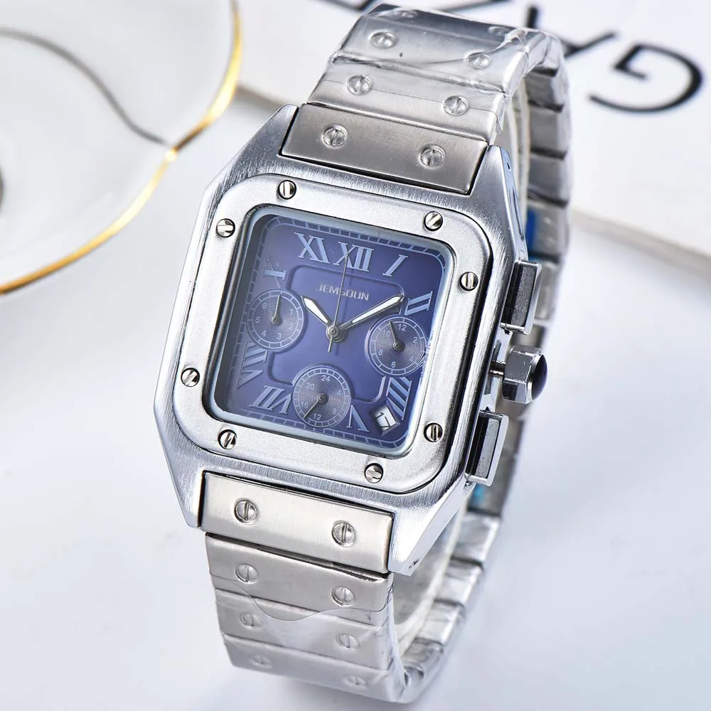 

New Original Brand Quartz Watches for Mens Fashion Square Multifunction Moon Phase Watch Automatic Date Chronograph AAA Clocks