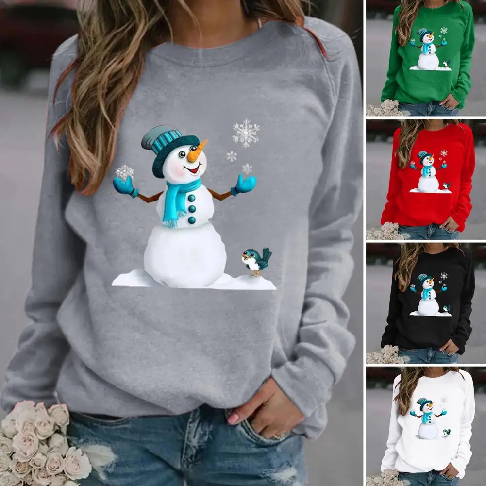 

Новогодняя шикарная Рождественская Толстовка с круглым вырезом, повседневная Рождественская блузка с длинными рукавами для дома