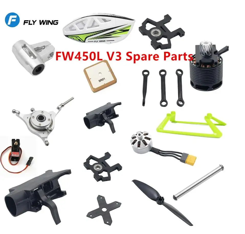 

FW450L V3 RC Helicopter Spare parts Metal Swashplate Main Rotor Housing Tail blade Canopy Main Drive Gear blade Landing gear