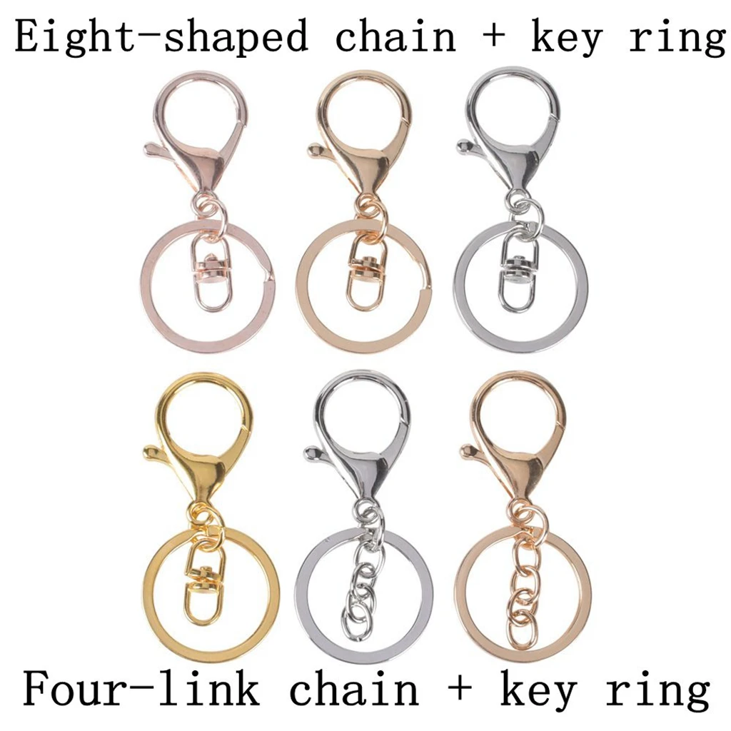 

5Pcs/Lot DIY Lobster Clasp Chain Keyrings With Chain 30mm Split Key Ring Long 70mm Keychains For Jewelry Making