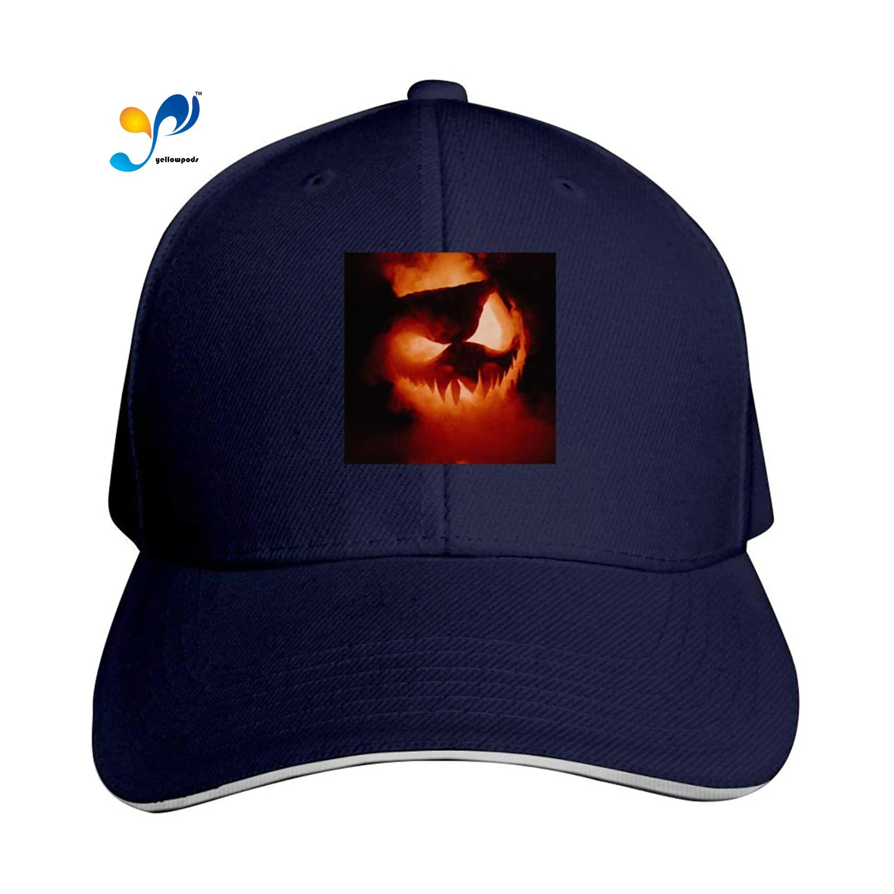 

Funny Plain Hat Pumpkin Face Flame Classic Arc Dome Sandwich Dad Hat Moto Gp Baseball Cap