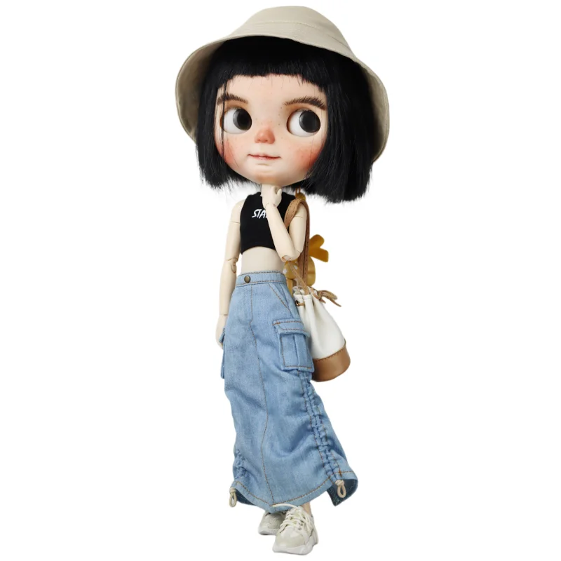 Джинсовое пальто для куклы Blythe Ob24 Ob22 Azone одежда кукол джинсовая куртка
