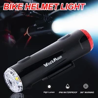 bicycle headlight 2 in 1 front rear light usb rechargeable waterproof bike helmet light flashlight mtb road cycling accessories