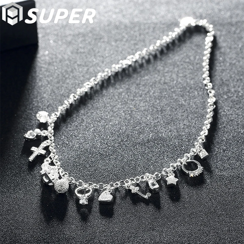 

925 Sterling Silver AAA Zircon Key Lock Stars Necklace For Woman Fashion Wedding Engagement Party Charm Jewelry
