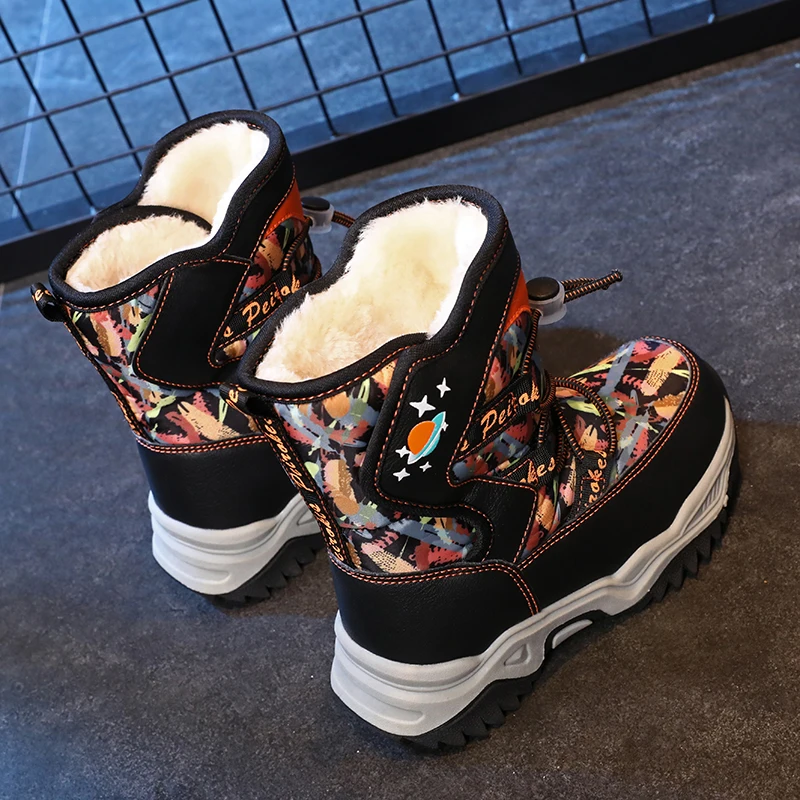Kids Sneakers Winter Snow Boots Plush Warm Thick Sole Antiskidding Outdoor Children Shoes Zapatos Niño