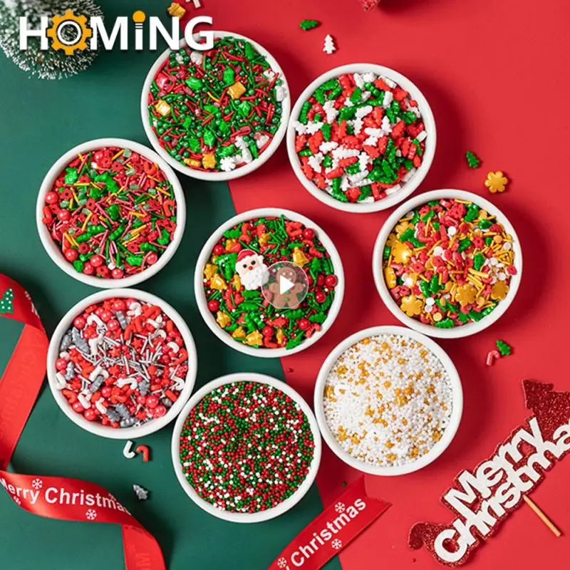 Рождественские украшения для торта 50 г красочные шарики конфет бусины топперы