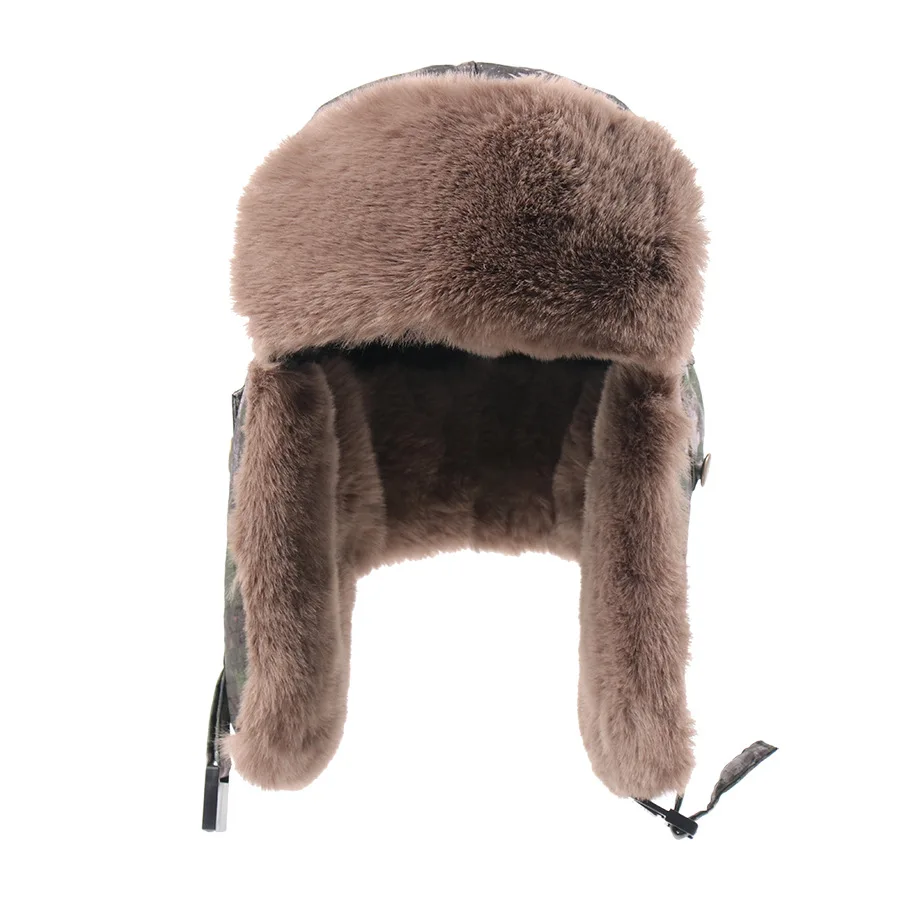 Фото Сохраняющие тепло, утолщенные шапки Lei Feng на флисовой подкладке для мужчин, уличная русская шапка-ушанка, утепленная шапка-ушанка, ветрозащитные снежные шапки №2