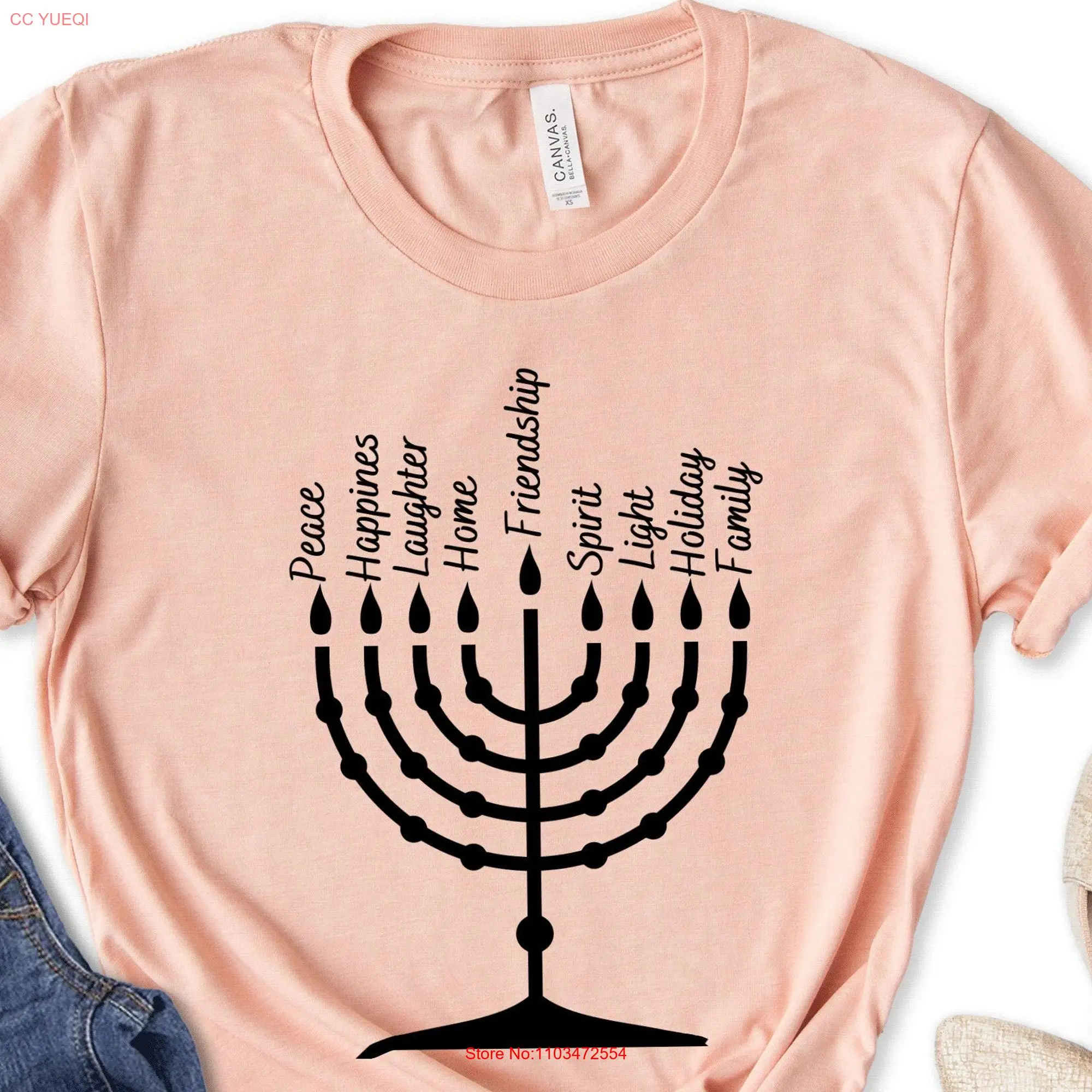 Семейная футболка hanukka с длинным или коротким рукавом