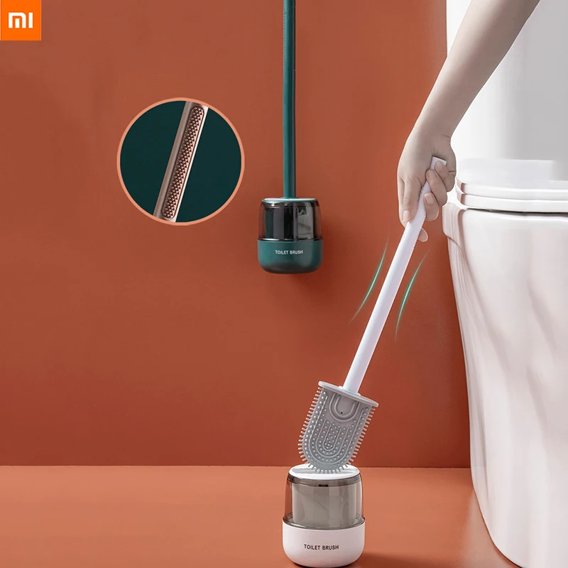 

Xiaomi TPR Toilet Brush Rubber Head Holder Long Handle Cleaning Tools Wall-mounted Silicone Cleaning Brush For WC Accessories