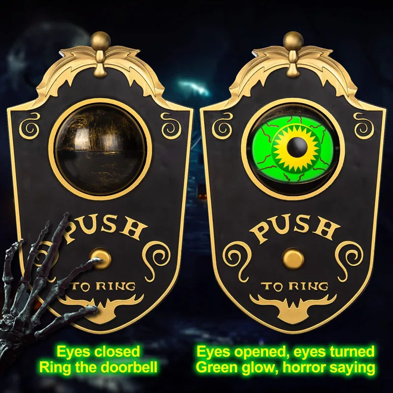 

Украшение для дверного звонка на Хэллоуин, украшение для дверного звонка с привидениями, страшные реквизиты, светящийся подвесной дверной ...