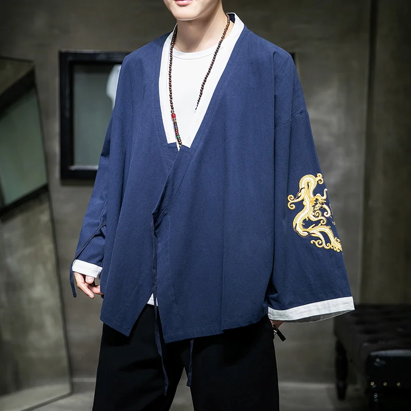 Традиционное китайское платье с вышивкой мужская одежда Hanfu кардиган в
