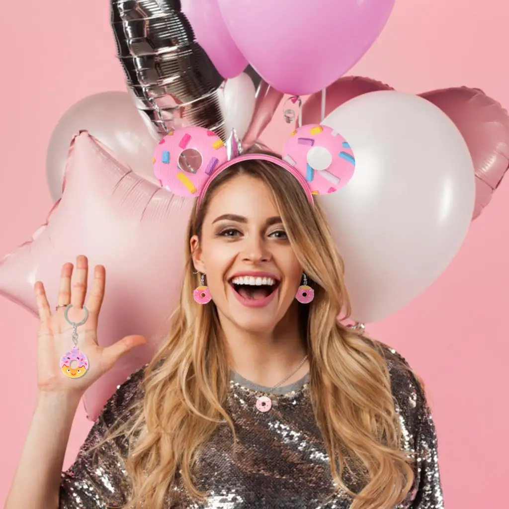 

Doughnut Jewelry , Photo Accessories, Interesting Holiday Supplies, Girl Gifts,Headband Glasses Earrings Necklace Key Chain