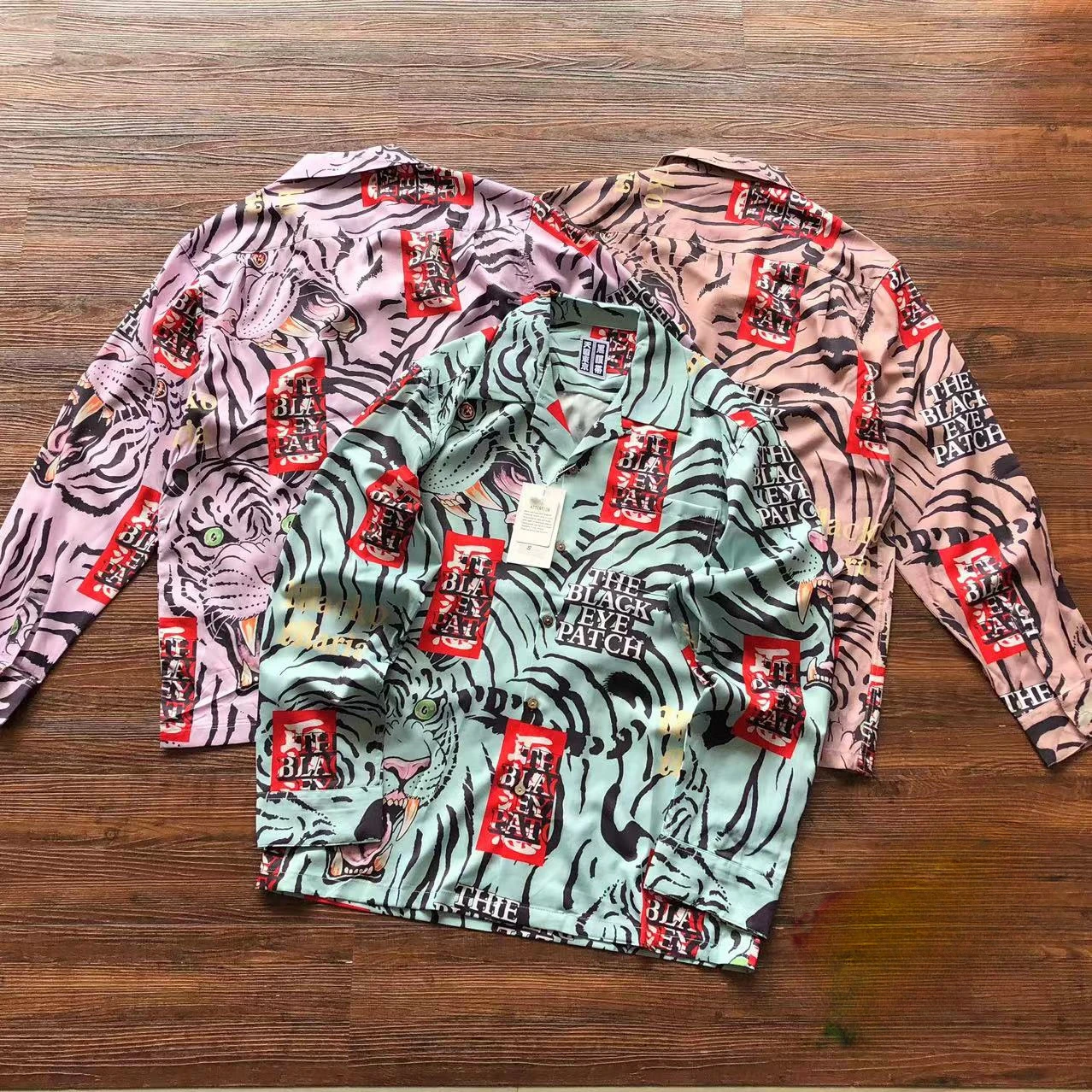 

Summer new WACKO MARIA Full Printing Tiger Hawaiian Long Sleeve Shirt Men Women Summer