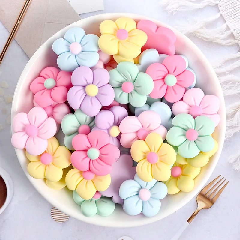 

10Pcs 23mm Simulation Flowers Flatback Resin Cabochons Scrapbook Craft DIY Embellishments Decor Headwear Accessories