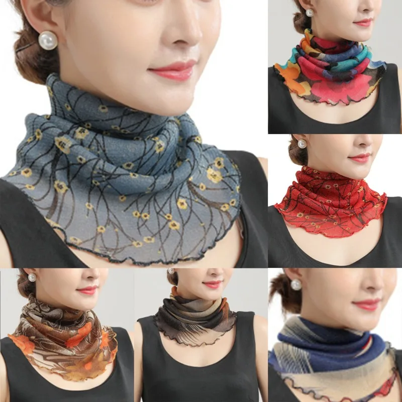 

Spring Summer Fashion Chiffon Neck Collar Scarf Women Thin Sunscreen Variety Hanging Ear Veil Anti-UV Mask Pullover Scarf