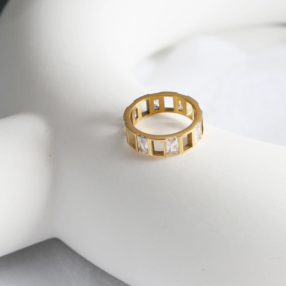 ZMfashion полые инкрустированные обручальные кольца из натурального камня роскошное