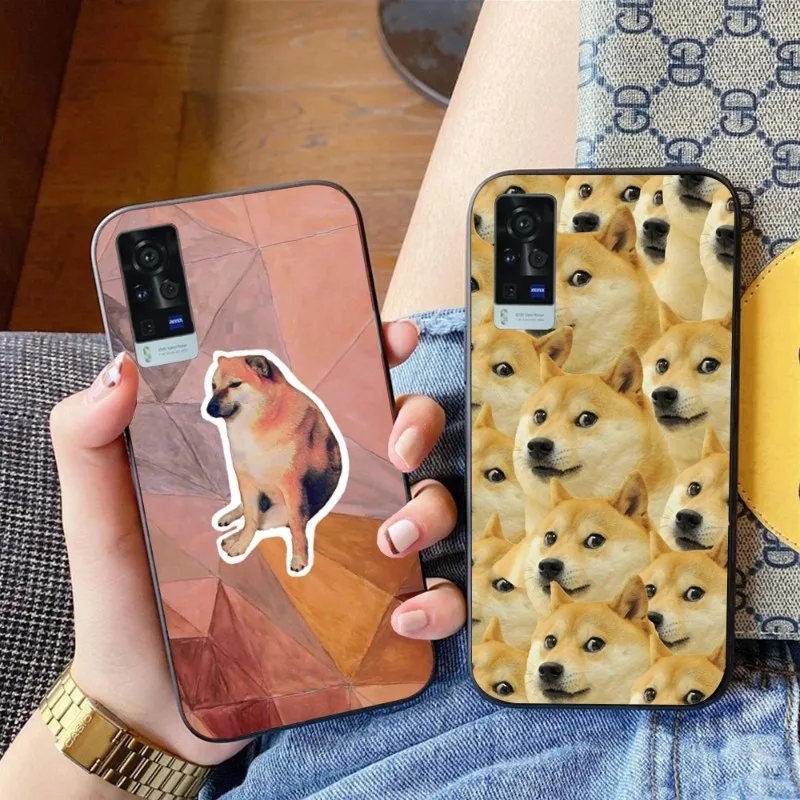 Doge Meme Kabosu Cute Funny Phone Case For VIVO Y95 Y93 Y31 Y20 V19 V17 V15 Pro X60 NEX Soft Black Phone Cover