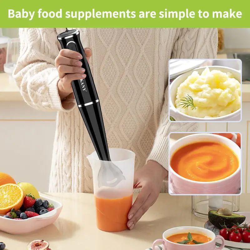 

Stainless Steel Hand Blender 4 In 1 Immersion Electric Food Mixer With Bowl Kitchen Vegetable Meat Grinder Chopper Whisk