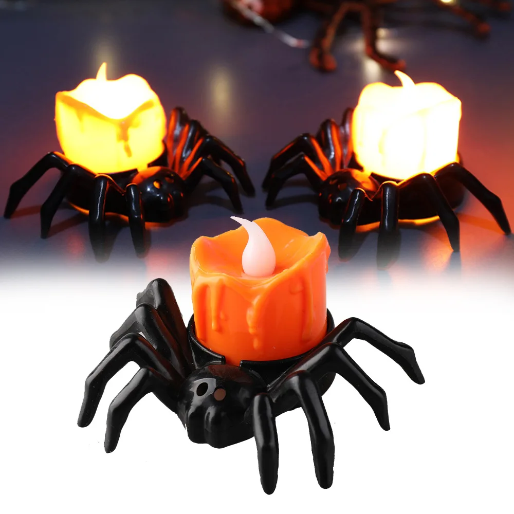 

12PcsHalloween Spider Candle LED Lamp Atmosphere Layout Decoration for Party Holiday Decor Lights Glowing Spider Night Light