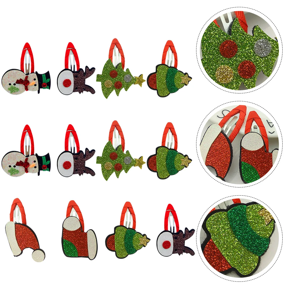12Pcs Decorative Pretty Christmas Hairpin for Decor Party Festival