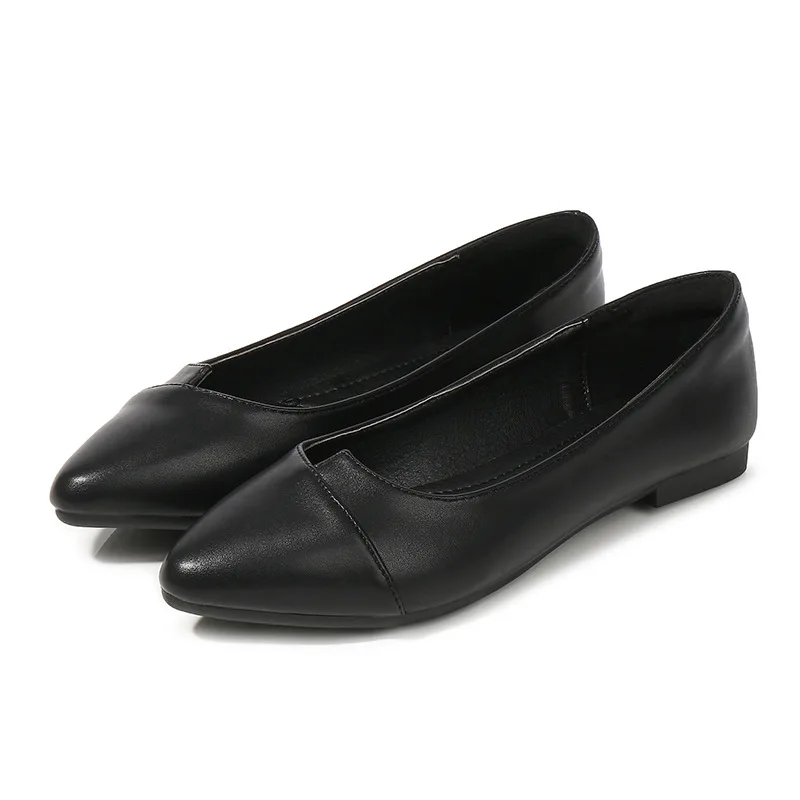 

Туфли на плоской подошве для женщин, базовые черные рабочие туфли с острым носком, мягкая подошва, Удобная Профессиональная обувь на плоско...
