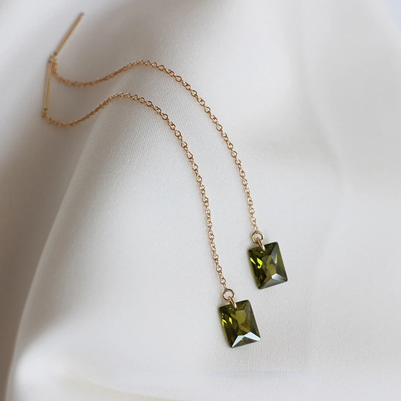 

Kawiia 100% 925 Sterling Silver Plated 14K Gold Earrings Olive Green Zircon Earrings Retro Elegant Simple Earrings for Women
