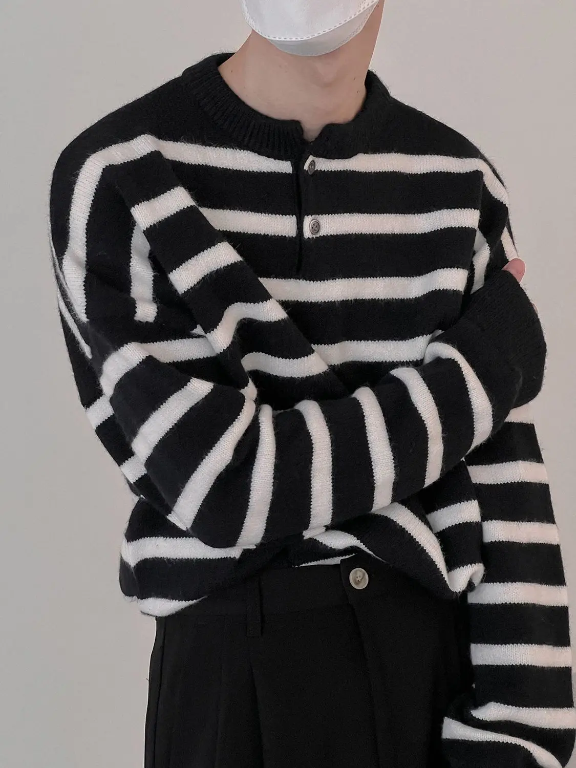 Fashion Spring Autumn Winter Fashion Men's Casual Loose Tess Knitted Pullover Sweater Soft Warm Striped Gentle