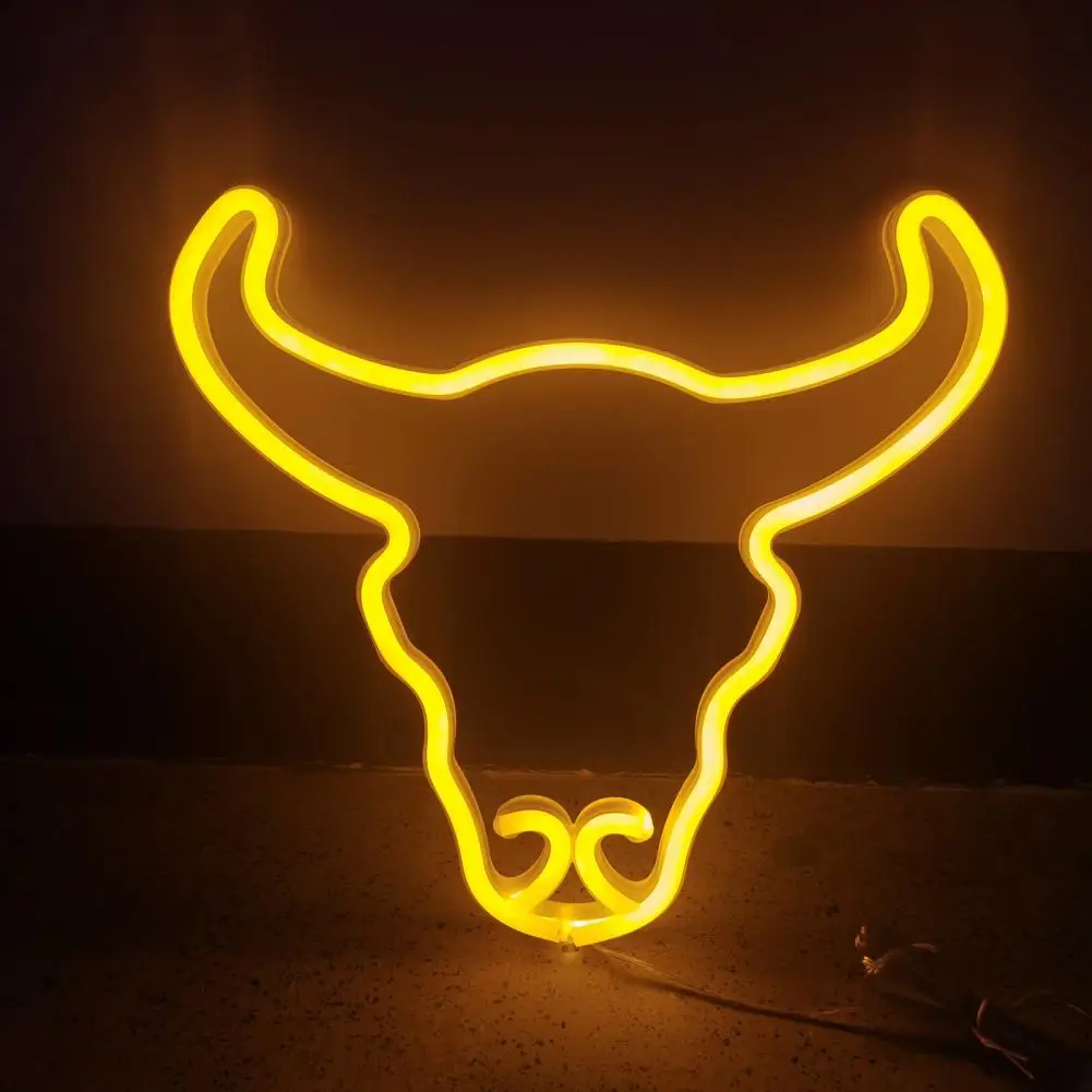 

Led Neon Light Non-glaring Flicker Free Bull Head Neon Sign Lamp Usb/battery Operated Desktop Decoration 3 Years of Seller