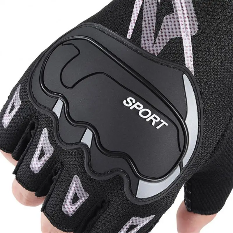 Outdoor Half-finger Gloves Breathable Running Gloves Cycling Gloves For Men Anti-slip Thick Pad Hollow Nylon Mesh Riding Gloves