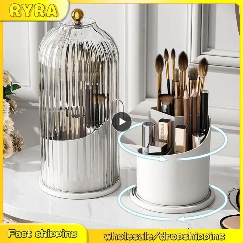 Органайзер для макияжа с крышкой портативный держатель кистей настольный