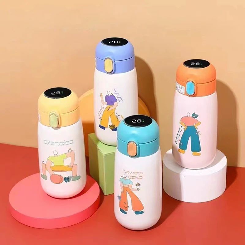 

Stainless Steel Smart Temperature Display Children's Kettle Cartoon Student Thermos Cup Fashion Mini Baby Water Bottle