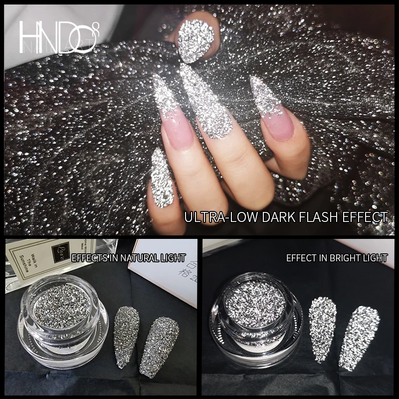 

HNDO 2022 Silver Shiny Reflective Glitter Nail Diamind Powder Sparkle Dust Pigment for Nail Art Manicure Design Decor G Series