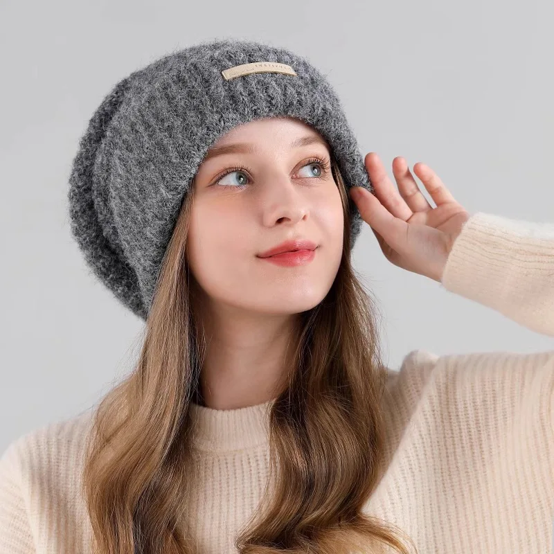 Женская вязаная шапка осень/зима 2024 для Shein/Temu большая окружность головы