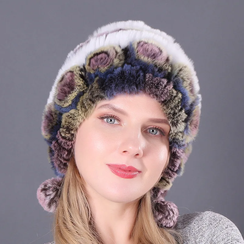 

Women Female Winter Warm Thickened Protective Ear Fur Rabbit Hair Retro Hat Autumn Round Vintage Wool Beanie Hats Bonnets 2022