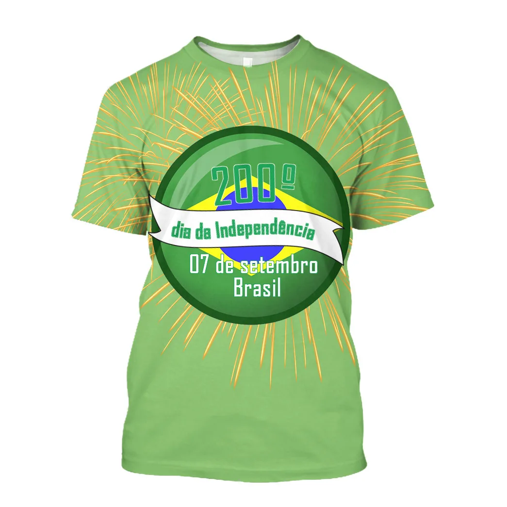 Jumeast бразильский флаг 3D Графические футболки 200th День Независимости футболка с