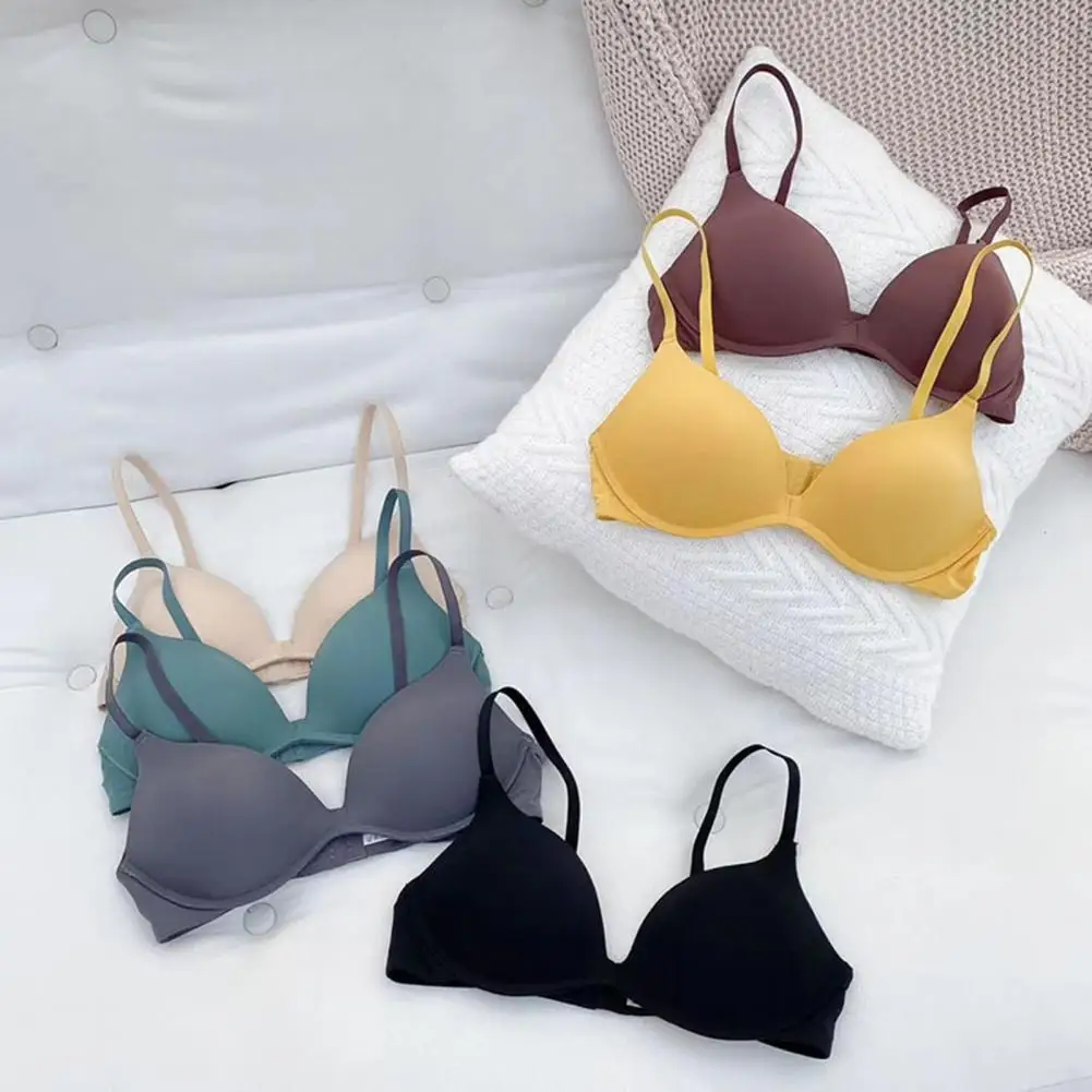 

3/4 Cup Pads Wire Free Adjustable Shoulder Straps Lady Bra Seamless Push Up Thin Underwear