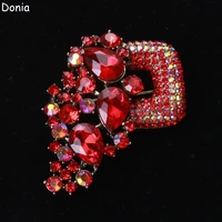 donia jewelry explosive high end aristocratic rectangle glass inlaid alloy brooch crystal bridal corsage