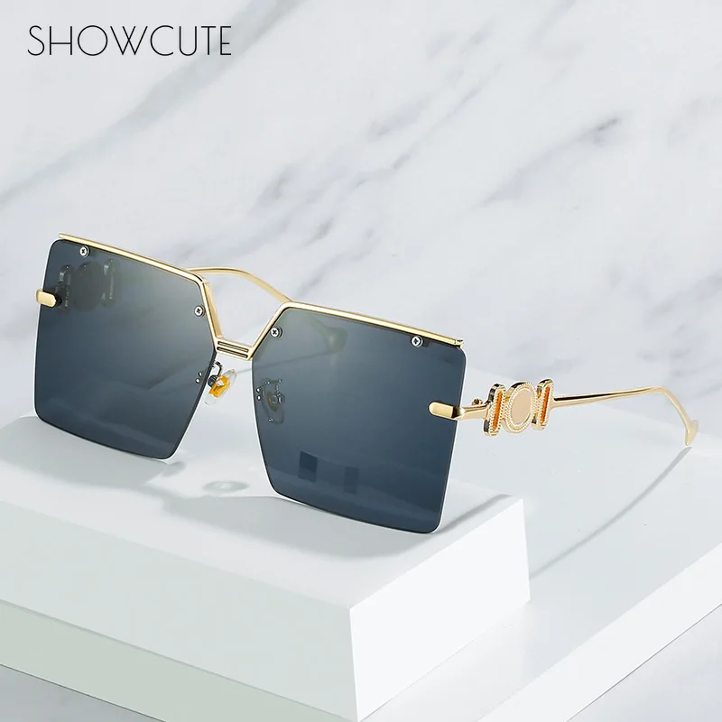 

Rimless Sunglasses Men and Women Luxury Designer Brand 2022 New Square Retro Fashionable Travel UV400 Metal Glasses Rectangle
