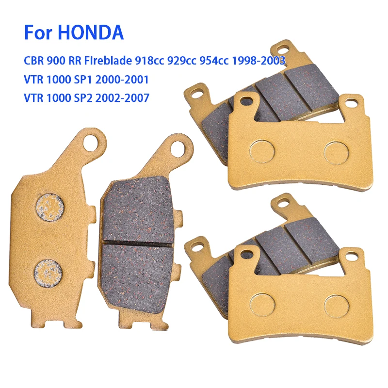 Фото Комплект передних и задних тормозных колодок для HONDA CBR900RR CBR 900 RR Fireblade 954cc 918cc 929cc 1998-2003 VTR1000 VTR 1000 SP1 SP2 2000-2007 №2