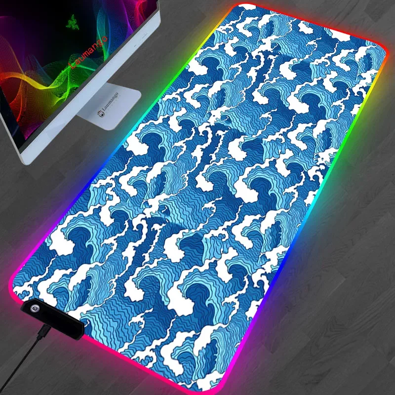 

Mouse Pad Japan Great Waves Art Mausepad Kawaii Gaming Accessories Computer keyboard Large Desk Mat Carpet RGB Anime XL Mousepad