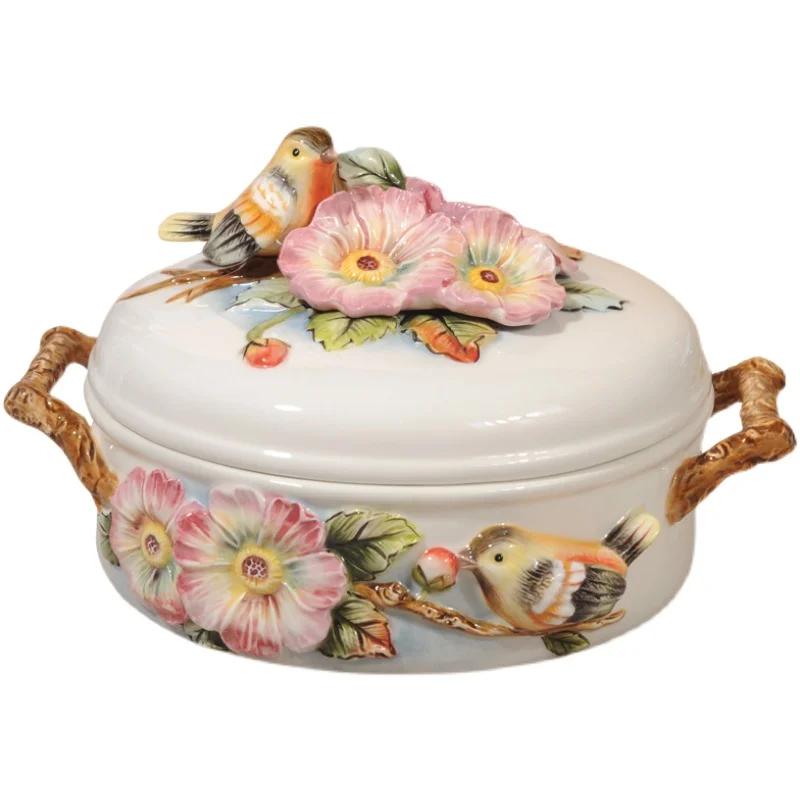 

Birds Ceramic Dried Fruit Plate Candy Storage Tray Home Decor Wedding Decoration Living Room Fruit Tray Salad Plate Figurine