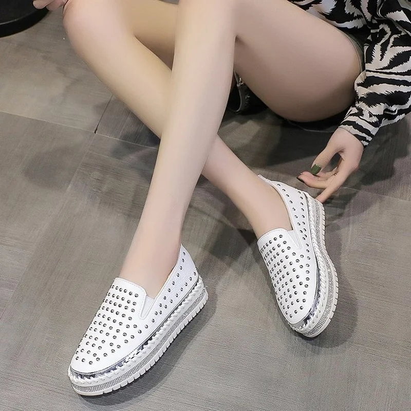 

Spring Festival Womens Sneakers Rhinestones 2022 New Rivet Platform Shoes Fisherman Plus Size Women Shoes 44 45 46 Sneakers
