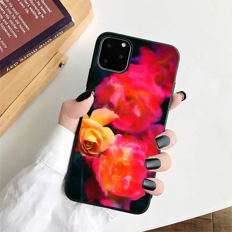 Чехол для телефона FHNBLJ с ярко-красными розами и цветами iPhone 11 12 13 mini pro XS MAX 8 7 6 6S Plus X