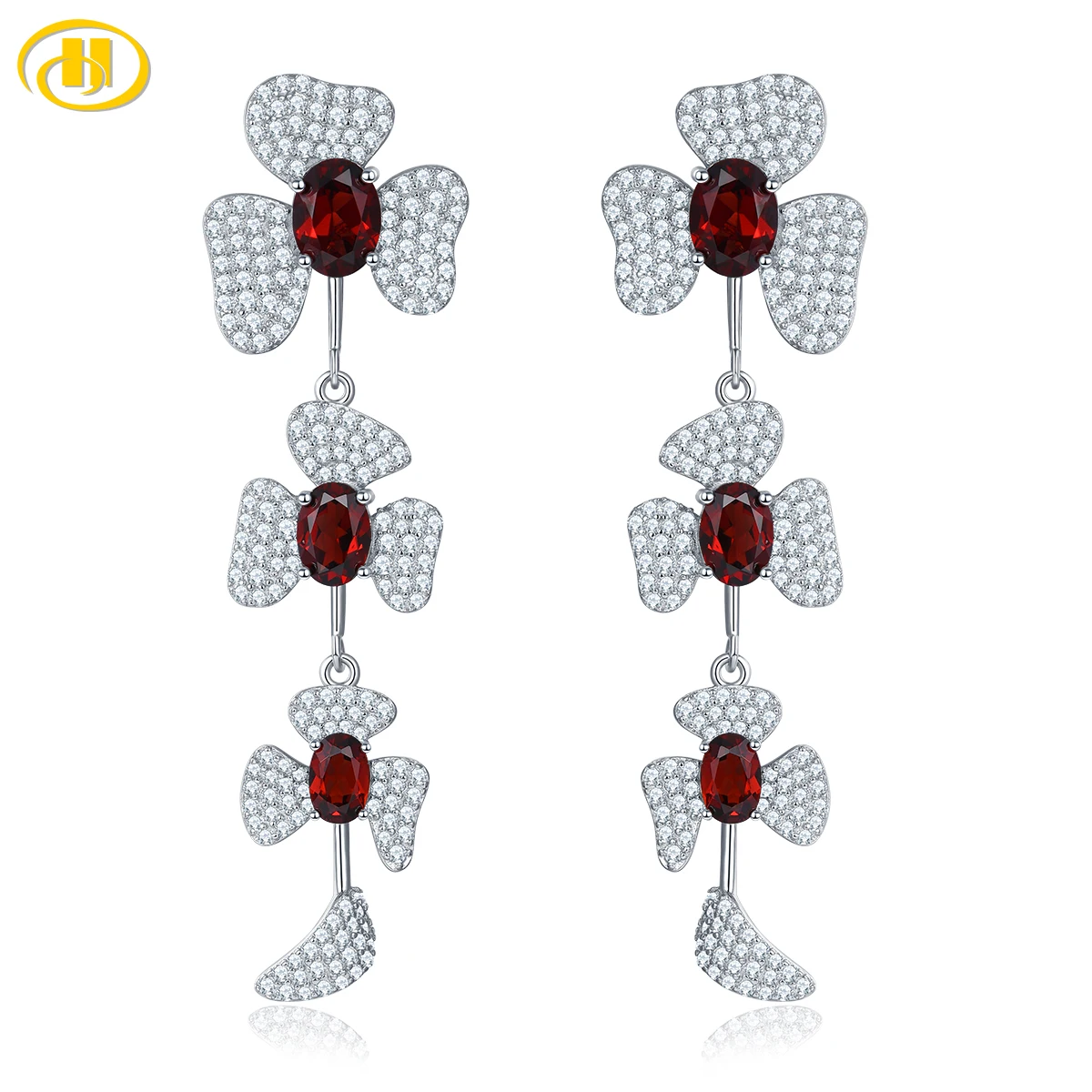 

Висячие серьги из серебра 925 пробы из граната Женский, красный, 8,6 карата, для свадьбы, обручальных украшений