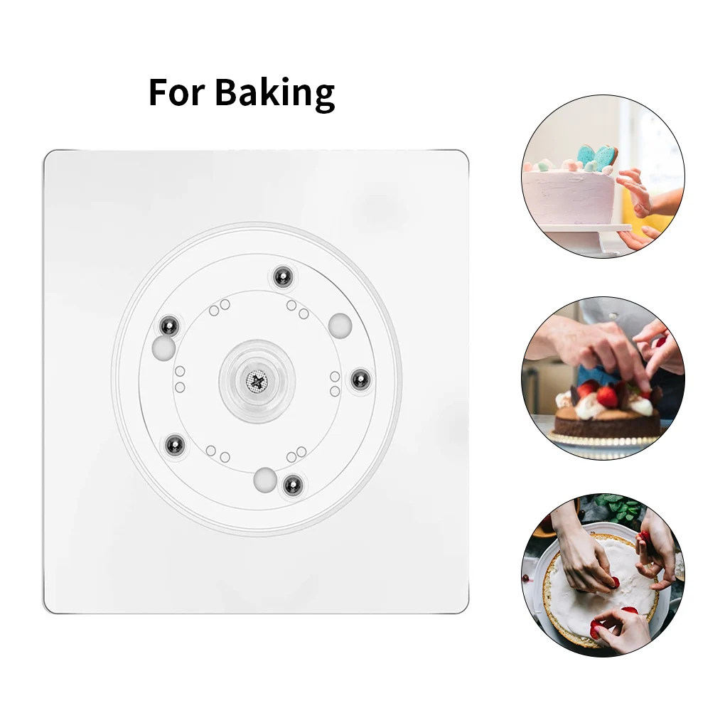 

Вращающийся нескользящий квадратный стол для выпечки тортов, 8 дюймов, акриловый инструмент для украшения тортов, вращающийся стол, кухонны...